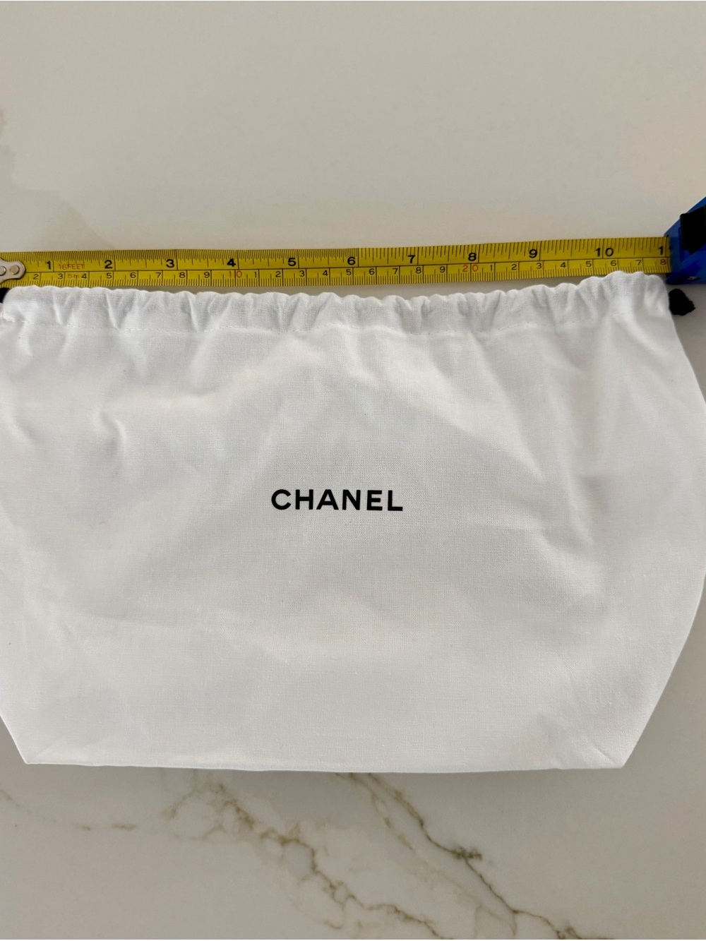 CHANEL White Drawstring Pouch with Branded Ribbon - Picture 5 of 5
